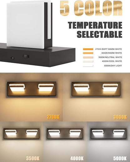 VOLISUN Modern Bathroom Vanity Light Fixtures (2-Light, 15.5-Inch), 5CCT Dimmable Bathroom Lighting Fixtures Over Mirror, 360°Rotatable Head, Black LED Vanity Lights for Bathroom-ETL Certificated