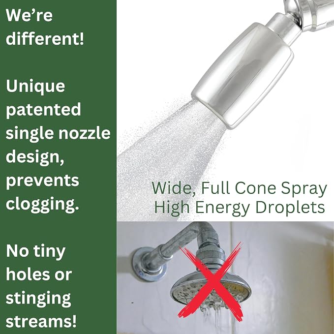 High Sierra® - CLASSIC™ Solid Lead-Free Metal 2.0 GPM Award Winning. High Pressure Shower Head with Trickle Valve. Patented Nozzle Never Clogs - Matte Black Finish