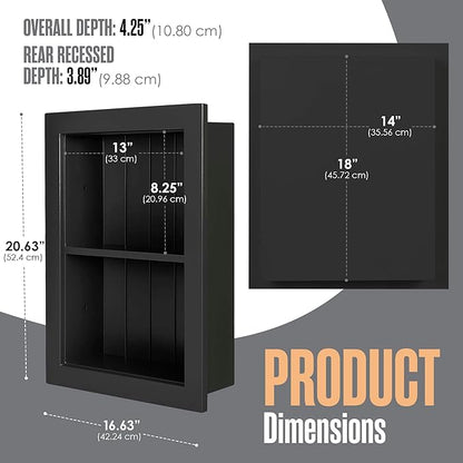 Houseables Recessed Medicine Cabinet, Recessed Wall Niche, in Wall Medicine Cabinet, Bathroom Niche, Insert for Drywall, Between Studs Shelf Replacement, Without Mirror, No Mirror, 14x18 ID, 16x20 OD