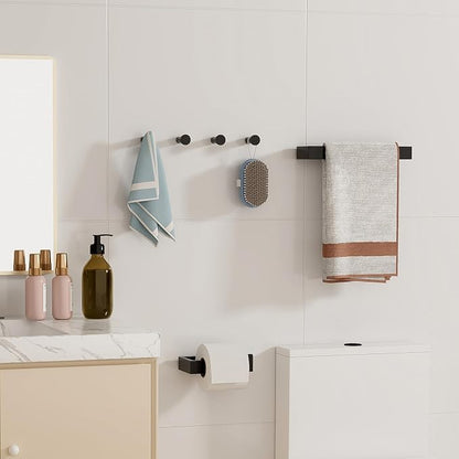 SAYAYO 6-Piece Bathroom Hardware Set Black, Includes 10 Inch Towel Bar | Toilet Paper Holder & 4Pcs Coat Hooks Wall Mount, Towel Racks for Bathroom Accessories Set SUS304 Stainless Steel