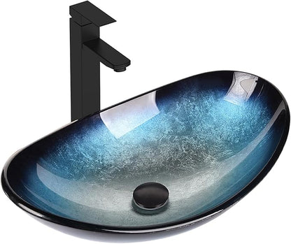 28 inch Natural Color Bathroom Vanity, Rustic Fixture Standing Pedestal Cabinet with Blue Boat Vessel Sink