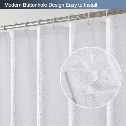 White Shower Curtain for Bathroom 72x72 Inch, 3D Embossed Textured Waffle Fabric Shower Curtains, Soft Hotel Farmhouse Style, Water Repellent, Machine Washable, White, 72" W x 72" L