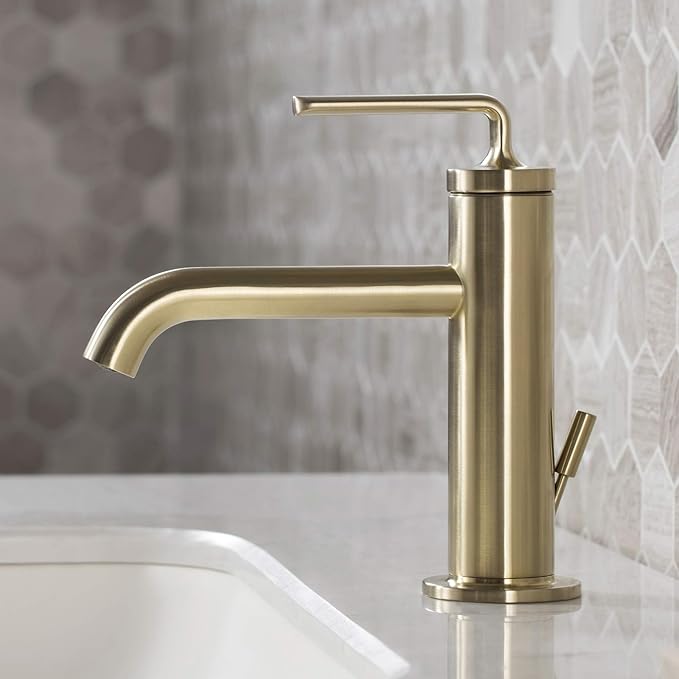 KRAUS Ramus Single Handle Bathroom Sink Faucet with Lift Rod Drain in Brushed Gold, KBF-1221BG-2PK