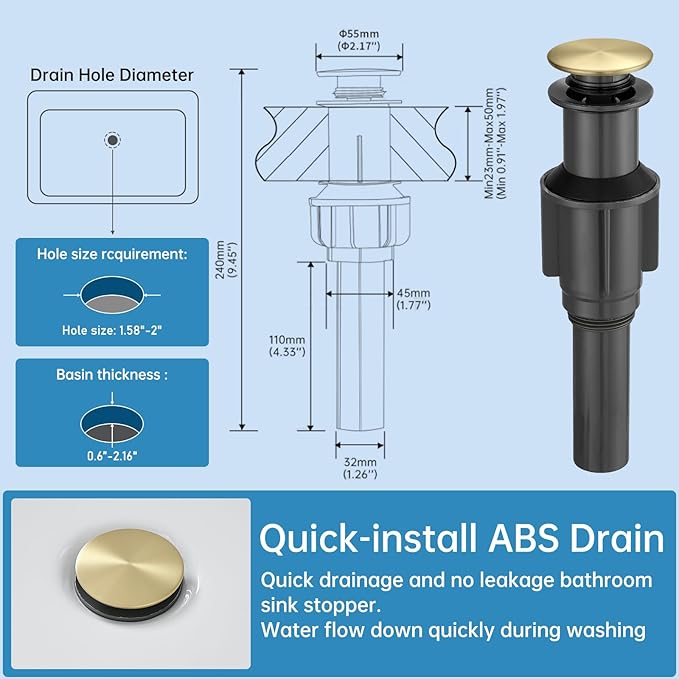 RUMOSE Tall Brushed Gold Bathroom Faucet with Pop Up Drain Modern Single Handle One Hole Bathroom Vessel Sink Faucet Waterfall Spout Rv Lavatory Vanity Faucet Deck Mount Mixer Tap, Stainless Steel