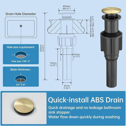 RUMOSE Tall Brushed Gold Bathroom Faucet with Pop Up Drain Modern Single Handle One Hole Bathroom Vessel Sink Faucet Waterfall Spout Rv Lavatory Vanity Faucet Deck Mount Mixer Tap, Stainless Steel