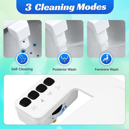 Bidet Attachment for Toilet,0.23 Inch Ultra-Thin Non-Electric Bidet,Knob Control for Water Flow On/Off, Adjustable Water Pressure,Foldable Dual Self-Cleaning Nozzles (Only Cold Water)