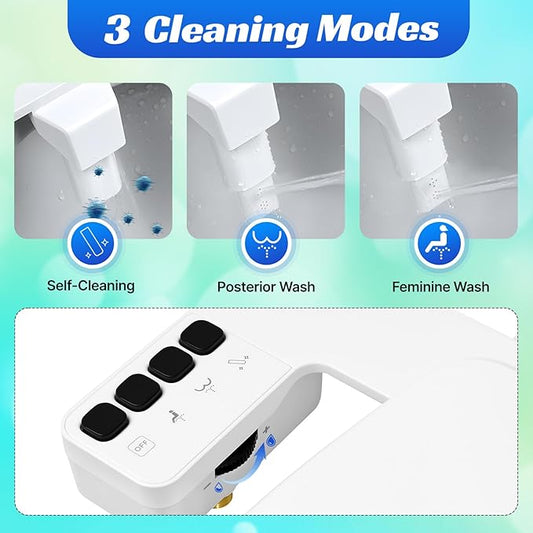 Bidet Attachment for Toilet,0.23 Inch Ultra-Thin Non-Electric Bidet,Knob Control for Water Flow On/Off, Adjustable Water Pressure,Foldable Dual Self-Cleaning Nozzles (Only Cold Water)