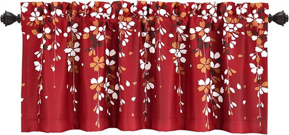 Lush Decor Valance Weeping Flower Light Filtering Window Curtain, Red