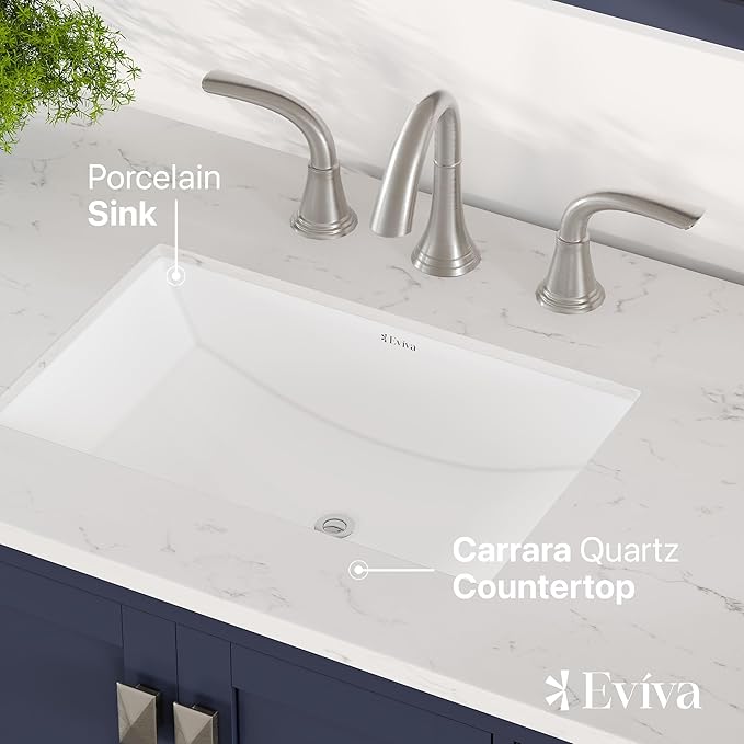 Eviva Aberdeen 48 in. Blue Single Sink Bath Vanity with Carrara Quartz Top and Undermount Porcelain Sink
