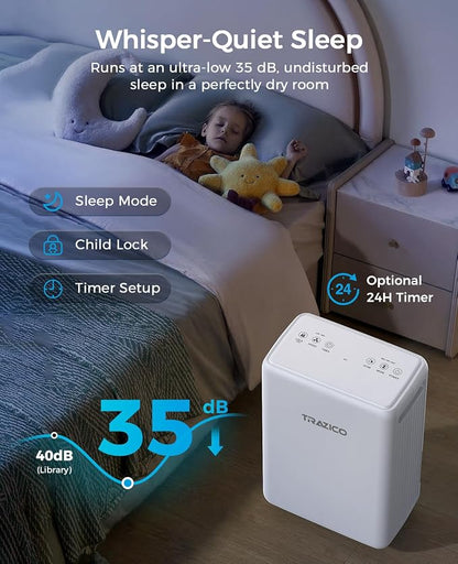 30 Pint Dehumidifier for Basement with Drain Hose Up to 2000 Sq.ft | Quiet Dehumidifiers for Home Large Room Bedroom Bathroom RV, Smart Humidity Control, 3 Modes, 24H Timer, Auto Defrost