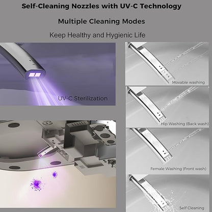 WinZo Luxury Smart Toilet with Elongated Heated Bidet Seat, Auto Flush, LED Display, Multiple Wash Modes with Starry Night Light Warm Comfort with ADA Height,Matte Black