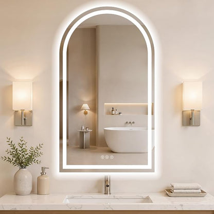 Arched LED Bathroom Mirror with Lights 24"x48", Anti-Fog,LED Mirrors with Light, Anti-Fog, Dimmable, 3 Color, Shatterproof, Touch Sensor