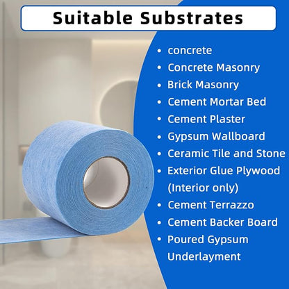 Shower Waterproofing Membrane Roll, 5 in x 100 Ft, 42 Sq Ft | Blue HDPE roll for shower membrane seams, corners and wall-to-floor joints; bonds with thin-set mortar for a secure install