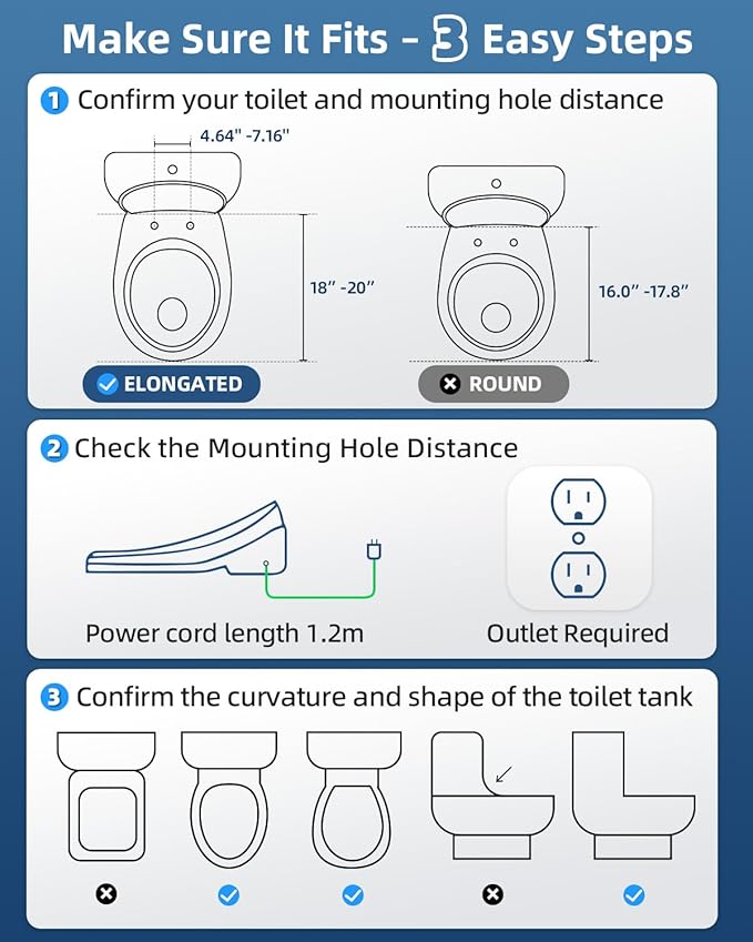 Electric Bidet Toilet Seat, Heated Toilet Seat Elongated with Instant Warm Water & Dryer, Feminine & Front Rear Wash, Wireless Remote, Self-Clean Nozzle, Slow Close Lid, Upgraded Silent ECO Child Mode