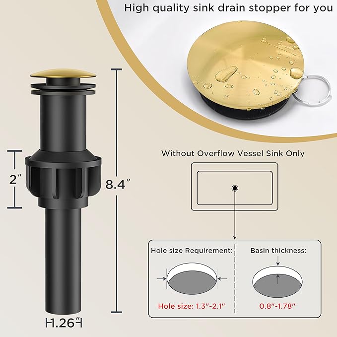 Forious Vessel Bathroom Sink Faucets 1 Hole Brushed Gold, Tall Waterfall Bathroom Faucet Single Handle with Pop Up Drain and Supply Lines for Bowel Sink, Deck Mount