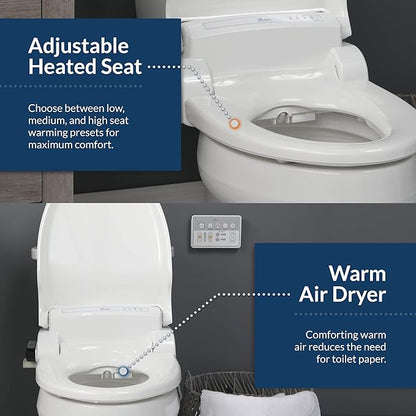 Bio Bidet Bliss BB1000 Electric Bidet Toilet Seat, Warm Water with Air Dryer, Heated Seat with Slow Close Lid, Remote Control, Elongated White