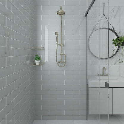 Grey Glass Subway Tile, Glass for Bathroom Kitchen Shower Backsplash Wall, 4 x 12 Inches, 4 Sq.Ft.