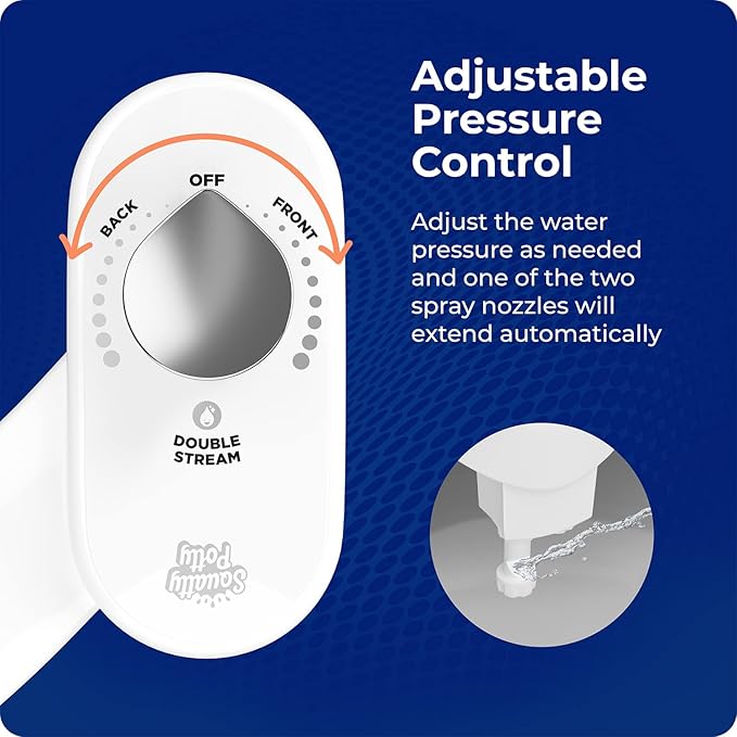 Squatty Potty Refresh-it Dual Stream Fresh Water Bidet Toilet Seat Attachment Non Electric