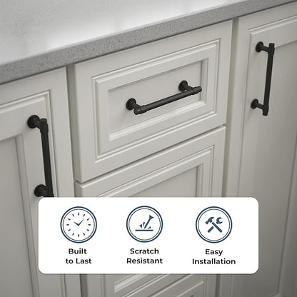 Franklin Brass Francisco (5-Pack) Cabinet Handles 5-1/16" Hole Center Pulls | Matte Black Hardware Kitchen Door, Drawers, Dressers, Furniture P29618Z-FB-B1