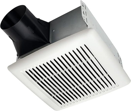 Broan-NuTone A80 Ventilation Fan with Roomside Installation, 80 CFM, 2.0 Sones White & AE110 Invent Flex ENERGY STAR Qualified Single-Speed Ventilation Fan, 110 CFM 1.0 Sones, White