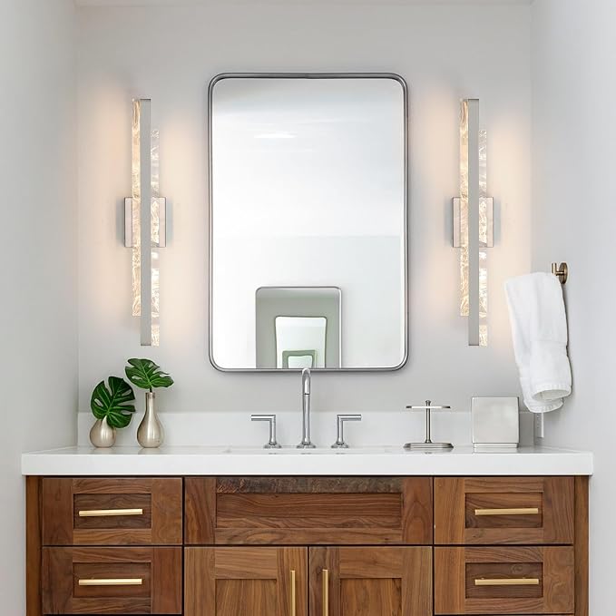 Modern Bathroom Vanity Light: Brushed Nickel 27 inch 28W Dimmable LED Bath Bar Light Fixtures Over Mirror - Wall Sconce Picture Lights for Powder Room Bedroom 3000k