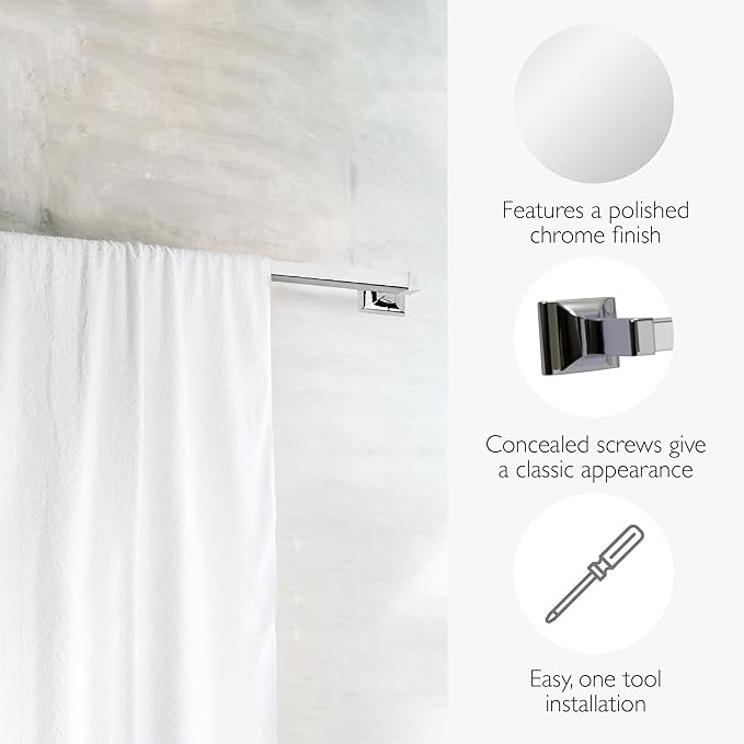 Design House 18 in Millbridge Towel Bar, Standard Wall Mount, Concealed Screws, Easy Installation, Polished Chrome, 19.96 in L x 1.81 in W x 3.15 in H, Item 533018