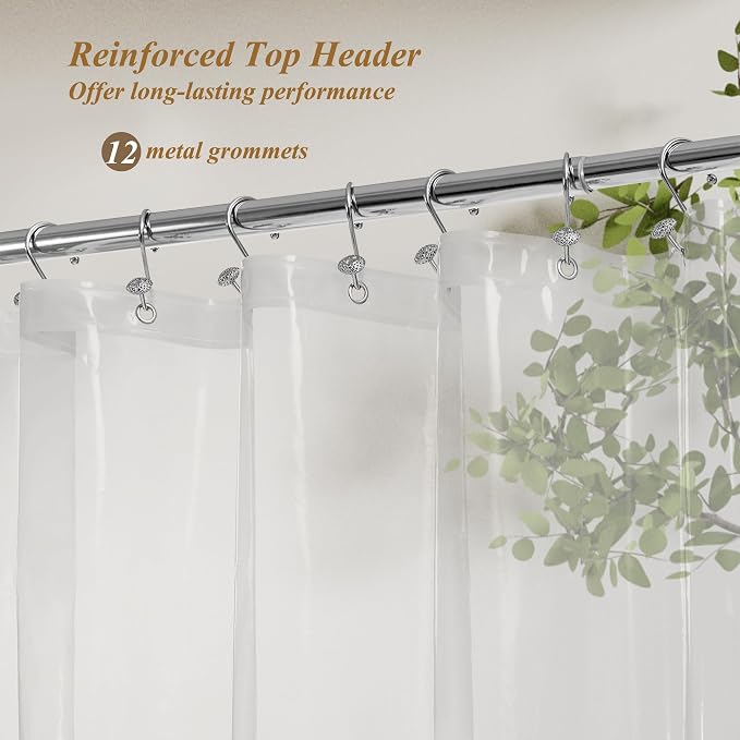 Mrs Awesome Clear Shower Curtain Liner Medium Weight Standard Size | 3 Bottom Magnets,12 Rustproof Grommets,Water Proof PEVA Plastic Shower Curtain for Bathroom, Standard Size