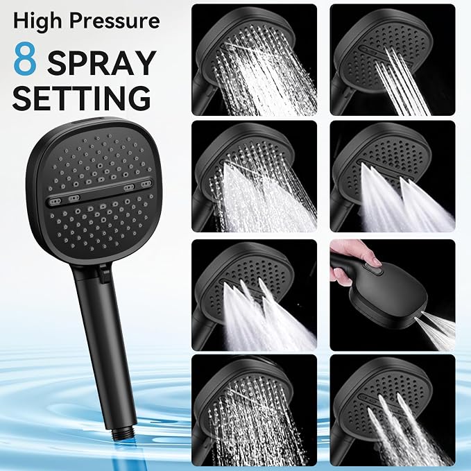 Shower System Matte Black Shower Faucet Sets, Dual Head Shower Set STARBATH 12'' +6'' Wall Mount Rainfall Shower Systems with Multifunctional Filtered Handheld Sprayer for Two Person