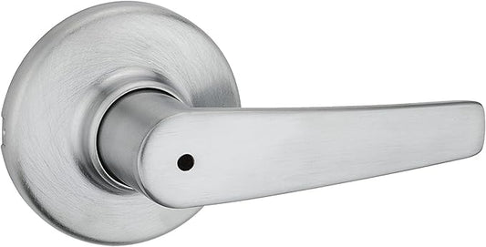 Kwikset Delta Interior Privacy Door Handle with Lock, Door Lever For Bathroom and Bedroom, Satin Chrome Reversible Keyless Turn Lock