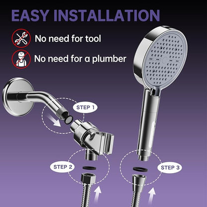 Filtered Shower Head with Handheld,High Pressure Shower Head 6 Spray Modes, ShowerHead with Upgraded Anti-clog Nozzles, Power Wash to Clean Tub,Shower Heads with Stainless Steel Hose
