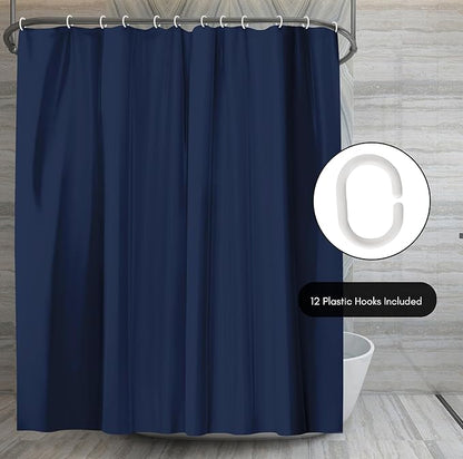 Americanflat 71x74 Solid Blue Shower Curtain - Water-Resistant Long Shower Curtain with Durable Metal Grommets and 12 Hooks - 100% Polyester
