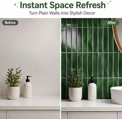 JOLOV 10 Pack Peel and Stick Backsplash Tiles, Waterproof 3D Stickers | Thicker self-adhesive 3D tile stickers for kitchen and bathroom walls; removable, waterproof and easy to install.