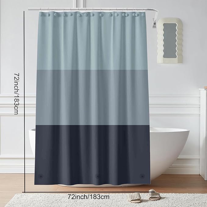 TIKABC Shower Curtain Liner, 4G PEVA Shower Liner, Plastic Peva Waterproof Shower Curtains, 72x72 inch with Grommet Holes 3 Magnetic Weights