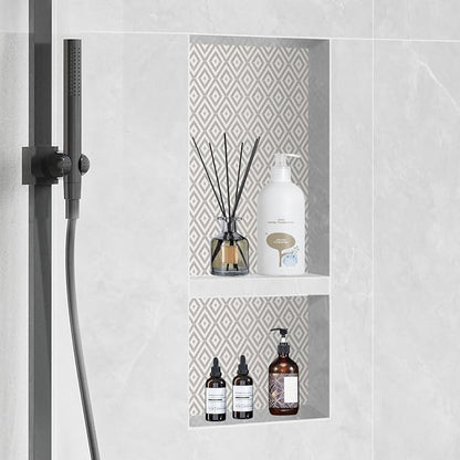 VEVOR Shower Niche Ready for Tile 16" x 24", Double Shelf Organizer, Square Corners Wall-inserted Niche Recessed, Sealed Protection Modern Soap Storage Niche for Shower Bathroom, Black