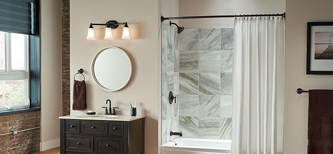 Moen YB2863ORB Eva 3-Light Dual-Mount Bath Bathroom Vanity Fixture with Frosted Glass, Oil Rubbed Bronze