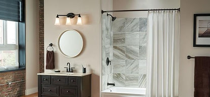 Moen YB2863ORB Eva 3-Light Dual-Mount Bath Bathroom Vanity Fixture with Frosted Glass, Oil Rubbed Bronze