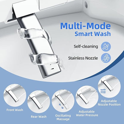 Heated Bidet Toilet Seat Elongated with LED Display & Remote Control - Smart Soft Close Toilet Seat Electric Bidet with Dryer, Warm Water, Feminine Wash, Self-Cleaning Nozzle, IPX4, White