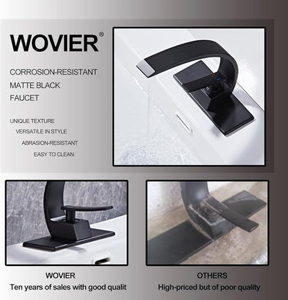 Matte Black Bathroom Sink Faucet, Unique Design and Pop Up Drain