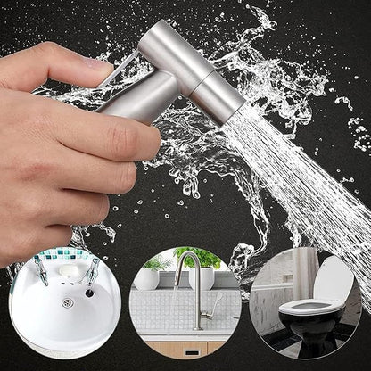 Handheld Bidet Sprayer for Toilet, Stainless Steel Bidet Head for Cloth Diaper, Pet Shower, Kitchen Cleaning, Personal Hygiene, G1/2 Hose Connectors