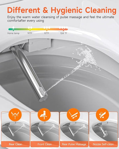 Smart Toilet with Advance Bidet And Auto Open Lid, Soft-closing Heat Seat, Tankless Auto Flush, Warm Wash/Dryer, Remote Controlr, Tankless One Piece Electric Toilet