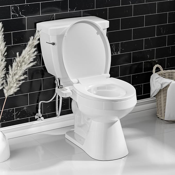 SAMODRA Non-Electric Bidet - Self Cleaning Dual Nozzle (Frontal and Rear Wash) Fresh Water Bidet Toilet Seat Attachment with Independent Adjustable Water Pressure (Pebble Gray)