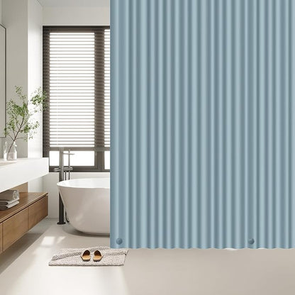 EHZNZIE Shower Curtain Liner Light Weight PEVA, Shower Liner 72x72 Inches, Waterproof, No Chemical Smell with 12 Rust Proof Metal Grommets for Bathroom Shower Curtain, Stone Blue