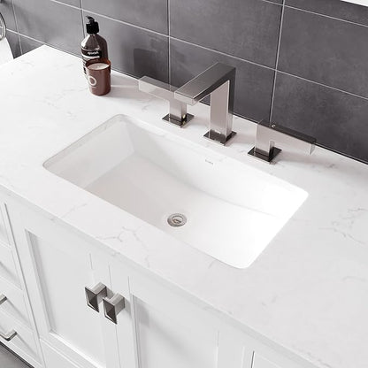 Eviva Aberdeen 96 in. White Double Sink Bath Vanity with Carrara Quartz Top and Undermount Porcelain Sinks