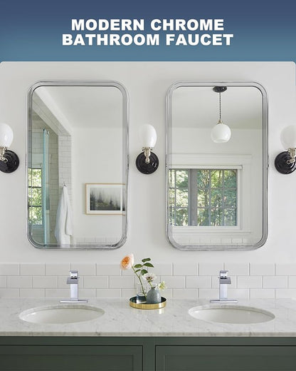 ARCORA Waterfall Bathroom Faucet Chrome: Modern Single Handle Bathroom Faucet for 1 or 3 Hole - Bathroom Sink Faucet with Pop Up Drain and Supply Lines