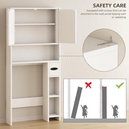Shintenchi Over the Toilet Storage Cabinet, Bathroom Storage Cabient, White