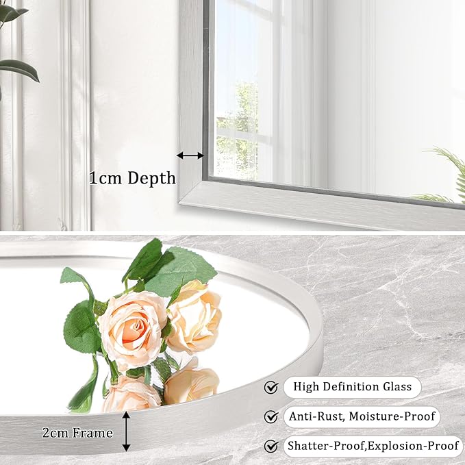 Arched Mirrors for Wall, 28"x20" Arch Bathroom Mirror, for Entryway Living Room Vanity Bedroom Mantel Hallways Home Decor Aluminum Alloy Frame