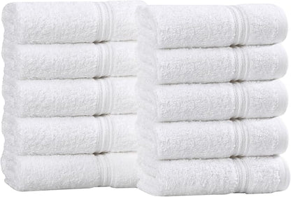 Superior Egyptian Cotton 10-Piece Face Towel Set , Small Towels For Facial, Spa, Quick Dry, Absorbent Towels, Bathroom Accessories, Guest Bath, Home Essentials, Washcloth, Airbnb, White