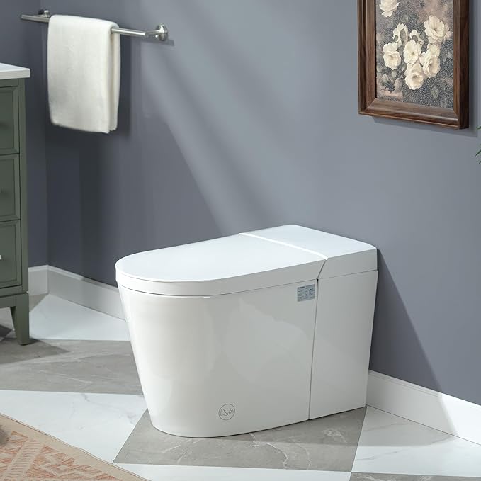 WOODBRIDGE Smart Toilet, Auto Open/Close Lid, Foot Sensor, Auto Flush, Heated Seat, Easy Installation, without Bidet,CHT002