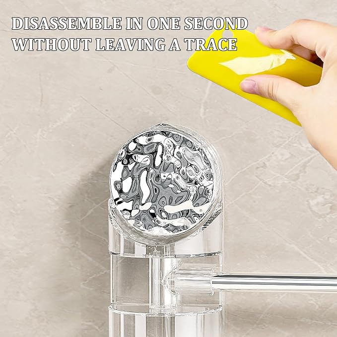 Swivel Towel Bar - Strong Suction Cup Stainless Steel 4 Arm, Folding Bathroom & Kitchen Towel Rack, Wall Mounted, Nail Free Installation