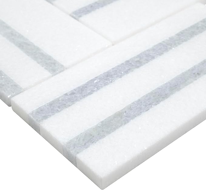 MSI Azula Linea 8 in. x 13 in. Polished Marble Mosaic Floor and Wall Tile for Bathroom, Kitchen Backsplash, Accent Wall Tile, and Shower Wall Tile